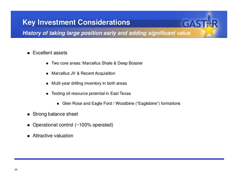 JUNE 2011 INVESTOR PRESENTATION – Gastar Exploration, Ltd. – slide 27