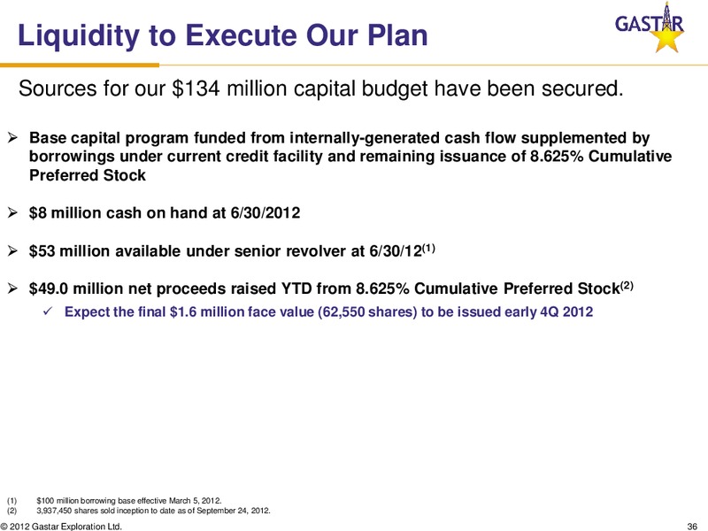 OCTOBER 2012 INVESTOR PRESENTATION – Gastar Exploration, Ltd. – slide 35
