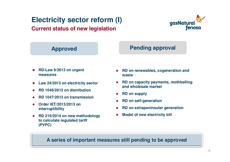 First Quarter 2014 Results (1Q14) – Gas Natural Fenosa – slide 12