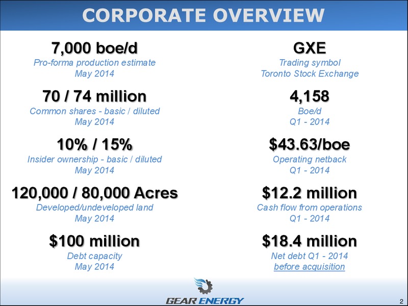 CORPORATE PRESENTATION – Gear Energy Ltd – slide 2