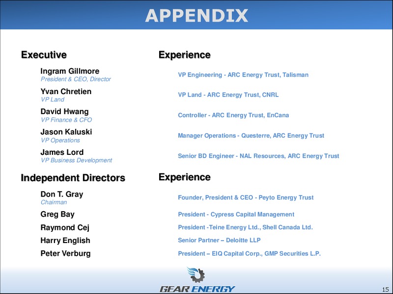 Investor Presentation – Gear Energy Ltd – slide 15