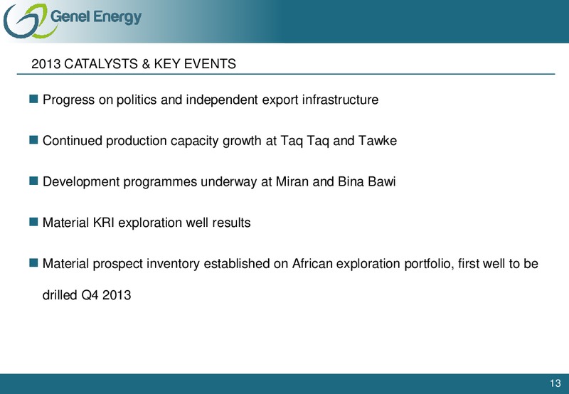 2012 EARNINGS CALL – Genel Energy – slide 12