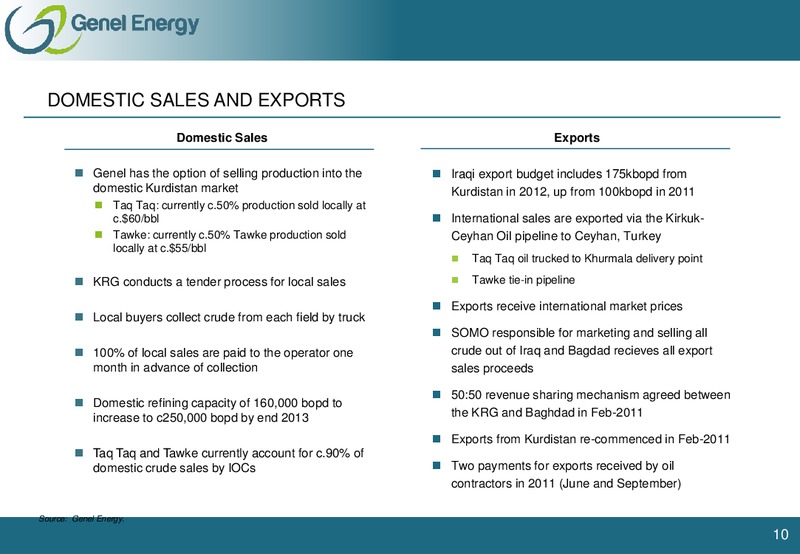 MARCH 2012 INVESTOR PRESENTATION – Genel Energy – slide 9