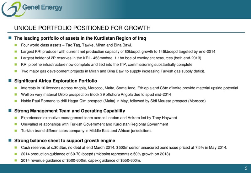 Investor Presentation – Genel Energy – slide 2