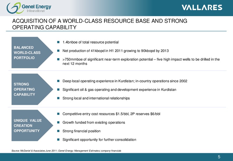 SEPTEMBER 2011 INVESTOR PRESENTATION – Genel Energy – slide 4
