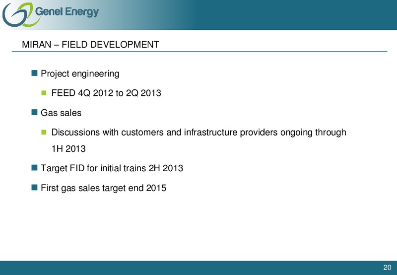 OCTOBER 2012 CORPORATE PRESENTATION – Genel Energy – slide 19