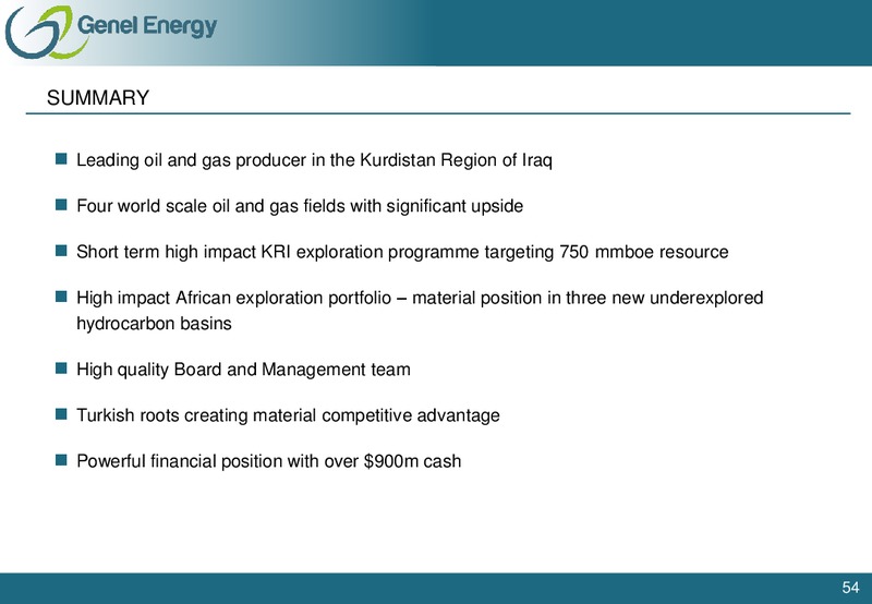 OCTOBER 2012 CORPORATE PRESENTATION – Genel Energy – slide 53