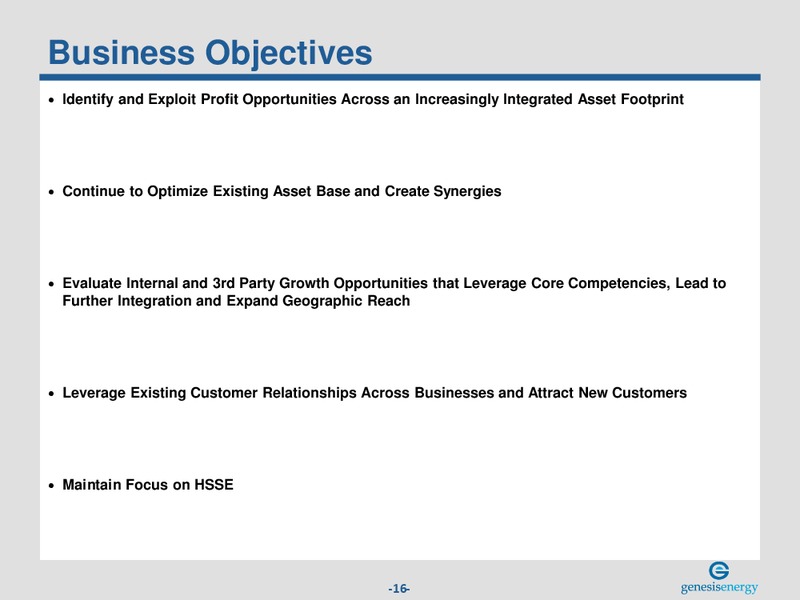 NAPTP MLP INVESTOR CONFERENCE – Genesis Energy Lp – slide 15