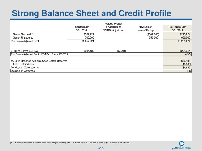 NAPTP MLP INVESTOR CONFERENCE – Genesis Energy Lp – slide 26