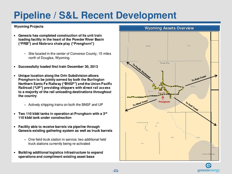 INVESTOR PRESENTATION – Genesis Energy Lp – slide 20