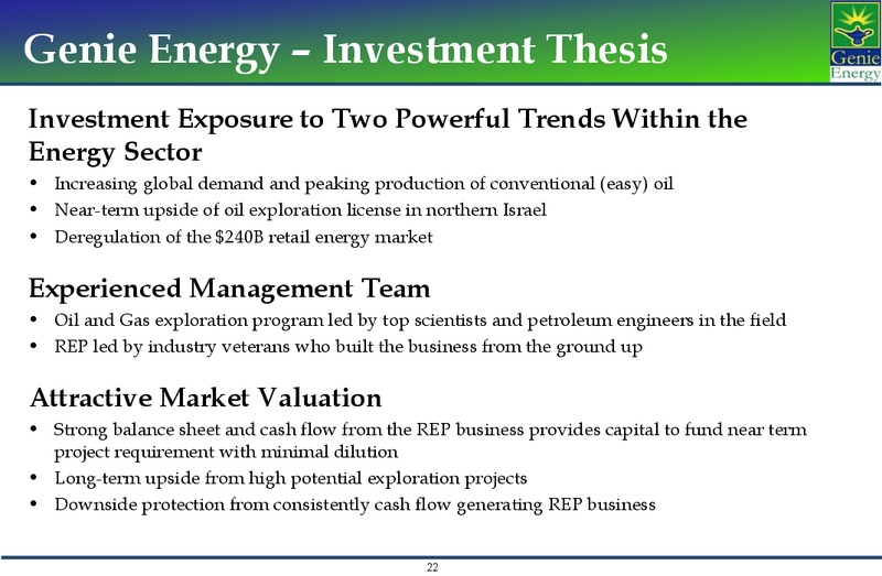 Investor Presentation – Genie Energy Ltd. – slide 21