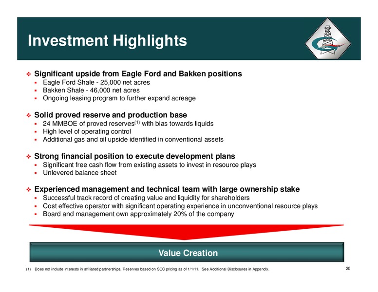 JANUARY 2012 CORPORATE PRESENTATION – Georesources, Inc. – slide 19