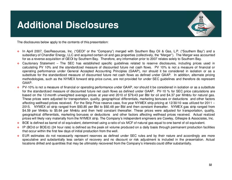 JANUARY 2012 CORPORATE PRESENTATION – Georesources, Inc. – slide 31