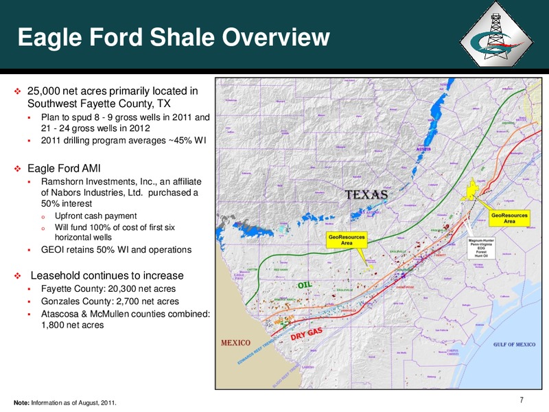 JOHNSON RICE 3RD ANNUAL ENERGY CONFERENCE – Georesources, Inc. – slide 6