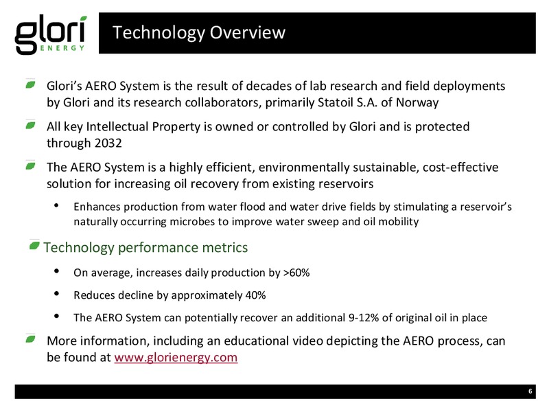 INVESTOR PRESENTATION – Glori Energy Inc. – slide 6