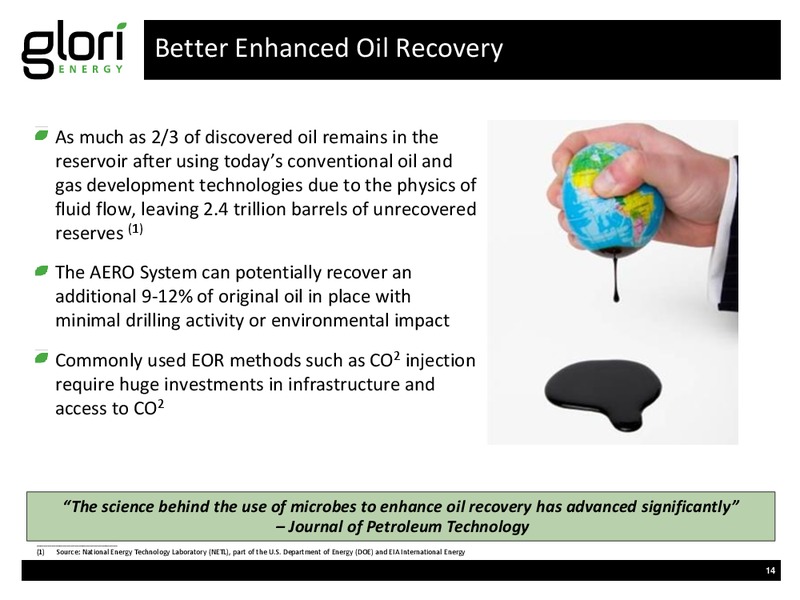 INVESTOR PRESENTATION – Glori Energy Inc. – slide 14