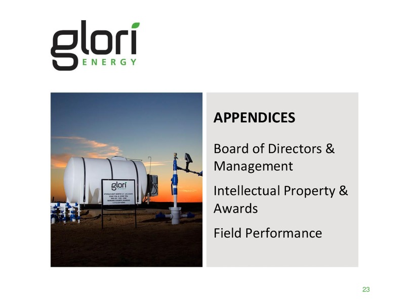 INVESTOR PRESENTATION – Glori Energy Inc. – slide 23