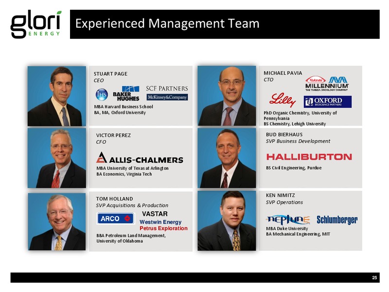 INVESTOR PRESENTATION – Glori Energy Inc. – slide 25