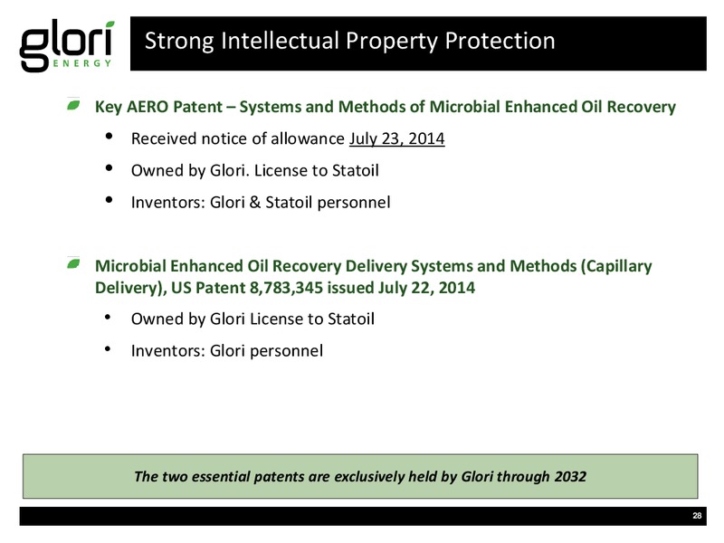 INVESTOR PRESENTATION – Glori Energy Inc. – slide 28