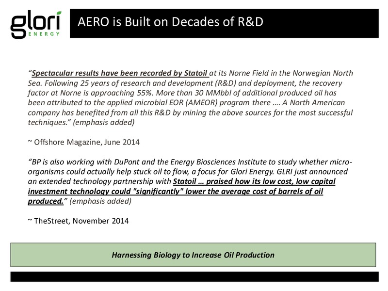 INVESTOR PRESENTATION – Glori Energy Inc. – slide 30