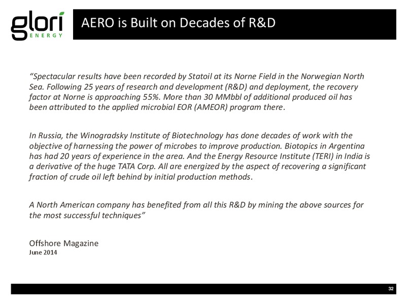 INVESTOR PRESENTATION – Glori Energy Inc. – slide 32