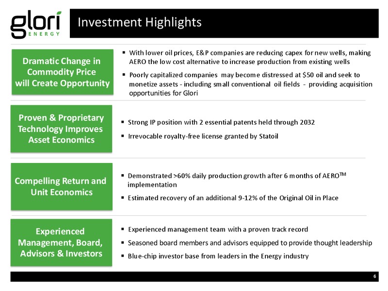 IPAA OGIS 2015 NEW YORK – Glori Energy Inc. – slide 6