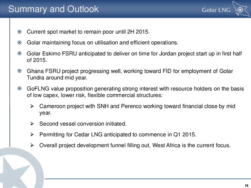 Fourth Quarter Results 2014 – Golar Lng Partners Lp – slide 15