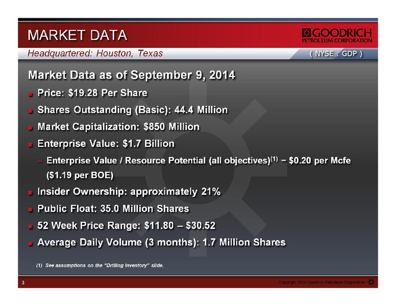 MANAGEMENT PRESENTATION – Goodrich Petroleum Corp. – slide 3