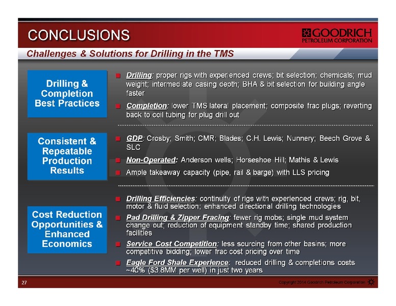 MANAGEMENT PRESENTATION – Goodrich Petroleum Corp. – slide 27