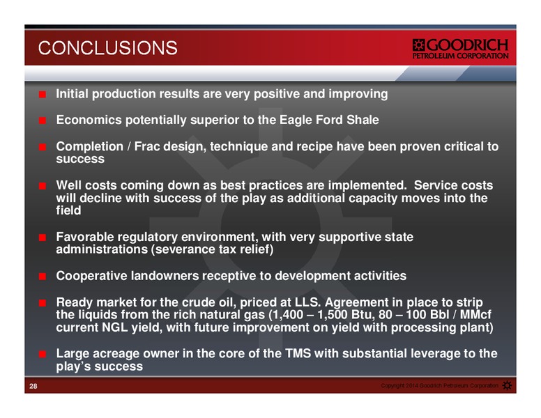 TUSCALOOSA MARINE SHALE PRESENTATION – Goodrich Petroleum Corp. – slide 27