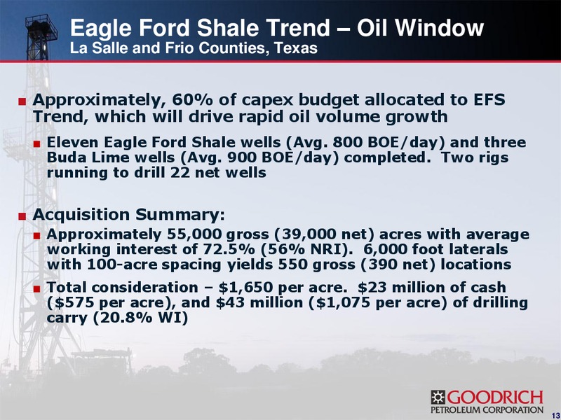 ENERCOM'S THE OIL AND GAS CONFERENCE 2011 – Goodrich Petroleum Corp. – slide 12