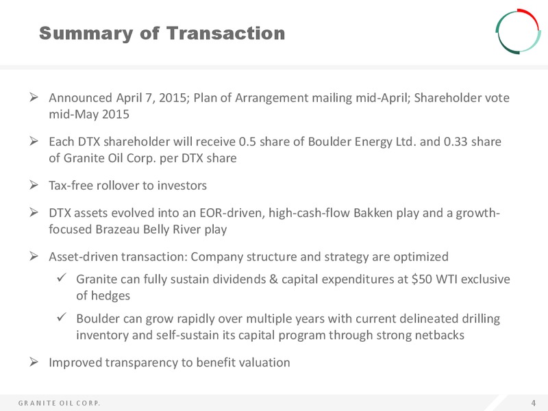 APRIL 2015 INVESTOR PRESENTATION – Granite Oil Corp – slide 4