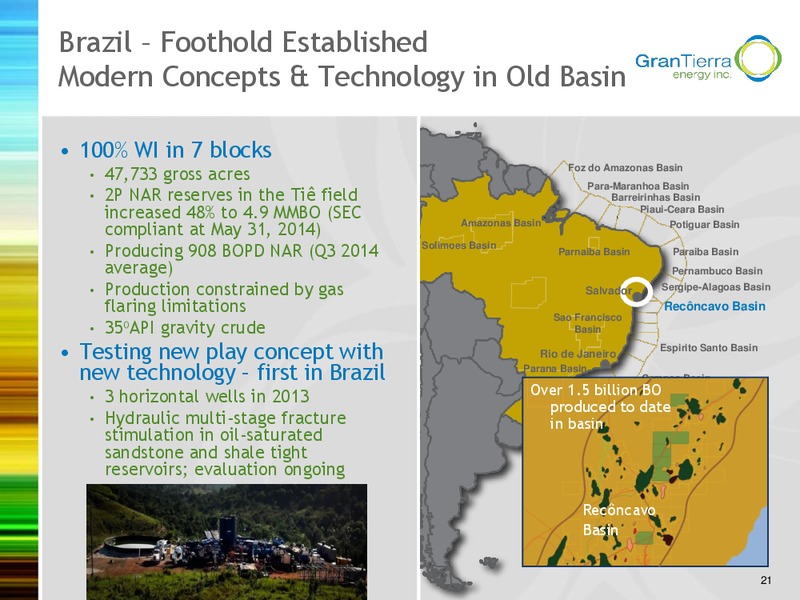 Investor Presentation – Gran Tierra Energy, Inc. – slide 20