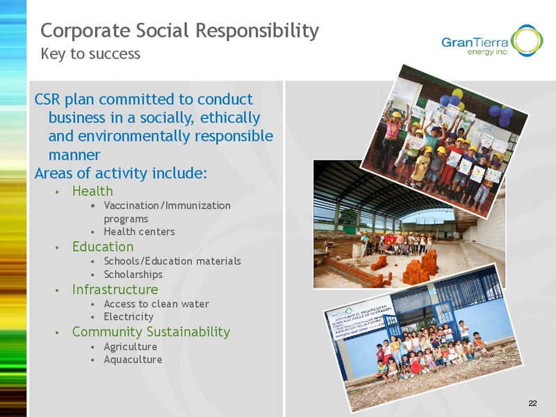 INVESTOR PRESENTATION – Gran Tierra Energy, Inc. – slide 21