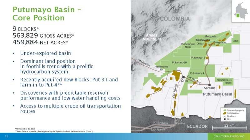 MAY 2015 INVESTOR PRESENTATION – Gran Tierra Energy, Inc. – slide 11