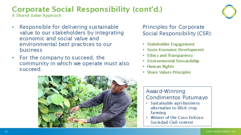 MAY 2015 INVESTOR PRESENTATION – Gran Tierra Energy, Inc. – slide 22