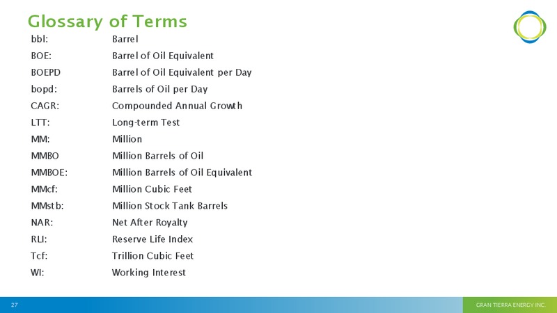 MAY 2015 INVESTOR PRESENTATION – Gran Tierra Energy, Inc. – slide 26