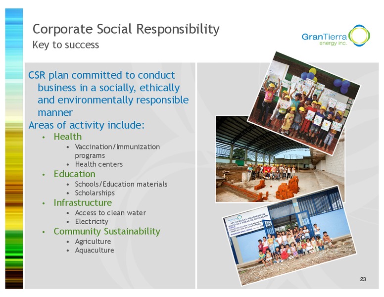 INVESTOR PRESENTATION – Gran Tierra Energy, Inc. – slide 22