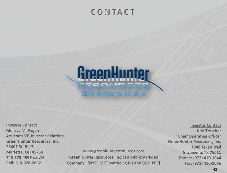INVESTOR PRESENTATION – Greenhunter Energy, Inc. – slide 41