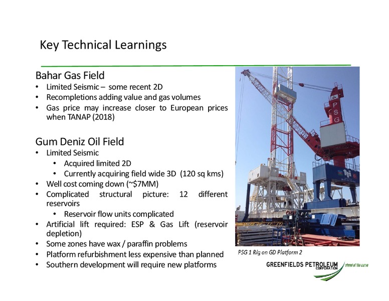 INVESTOR UPDATE – Greensfields Petroleum – slide 9