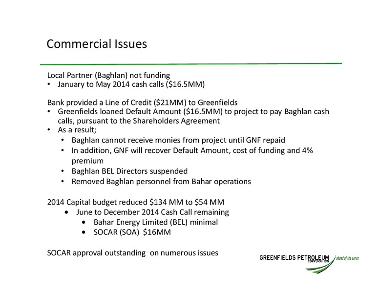 INVESTOR UPDATE – Greensfields Petroleum – slide 11