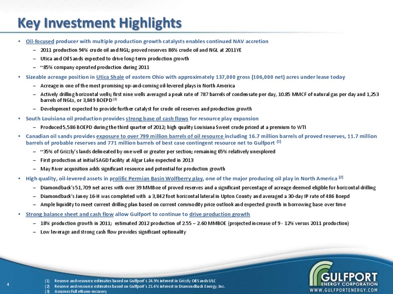 JANUARY 2013 INVESTOR PRESENTATION – Gulfport Energy Corp. – slide 3
