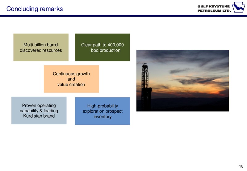 INVESTOR PRESENTATION – Gulf Keystone Petroleum Ltd. – slide 18
