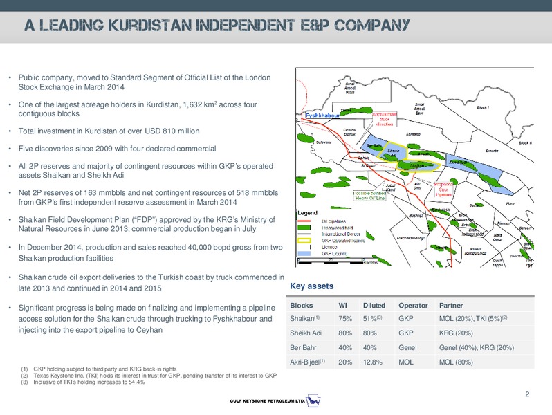 APRIL 2015 INVESTOR PRESENTATION – Gulf Keystone Petroleum Ltd. – slide 3