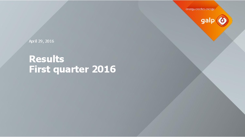 First Quarter 2016 Results – Galp Energia – slide 1