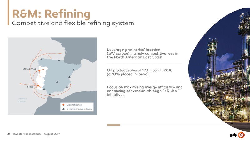 August 2019 Investor Presentation – Galp Energia – slide 20