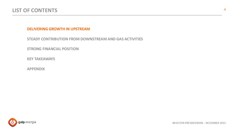 December 2015 Investor Presentation – Galp Energia – slide 4
