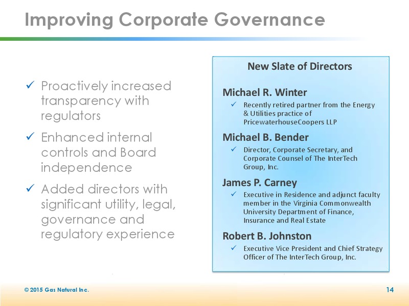 2015 Annual Shareholders Meeting – Gas Natural Inc. – slide 13