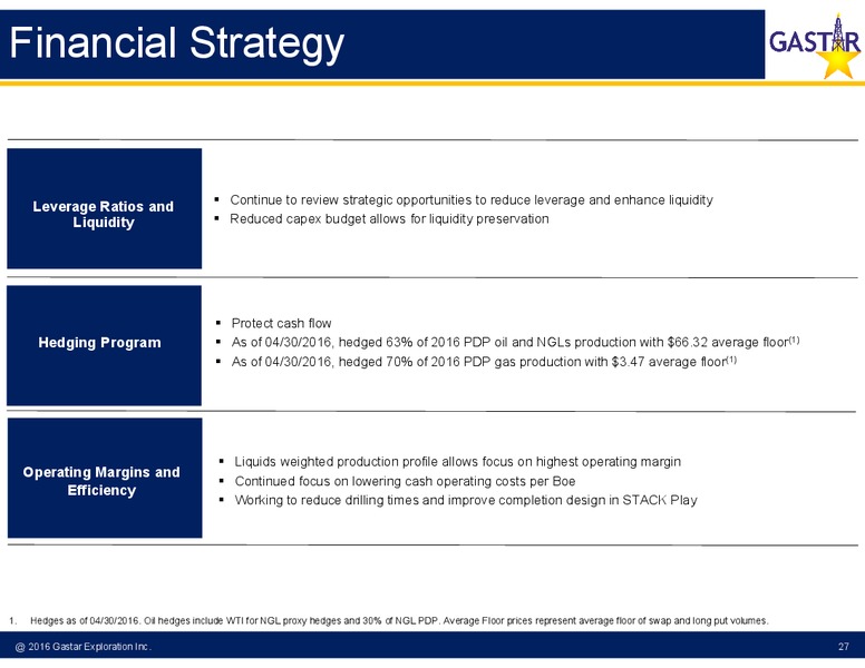 May 2016 Investor Presentation – Gastar Exploration, Ltd. – slide 25