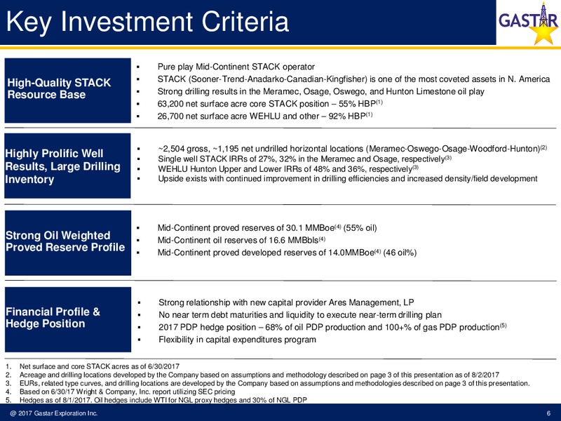 2Q 2017 Earnings Update – Gastar Exploration, Ltd. – slide 3